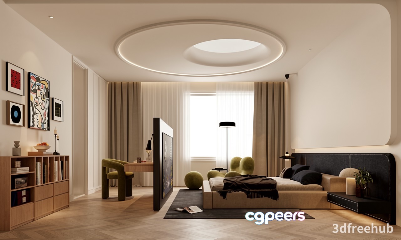 Modern Bedroom Design 3D Model - 23586 - VRAY Render