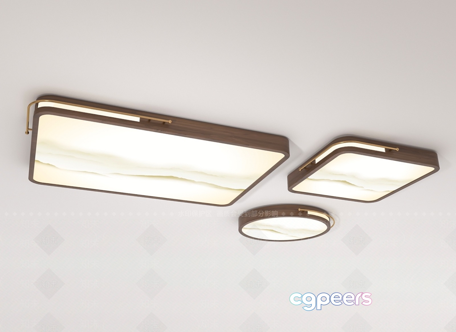 Gold Light Fixture 3D Model - 18219 - VRAY Render