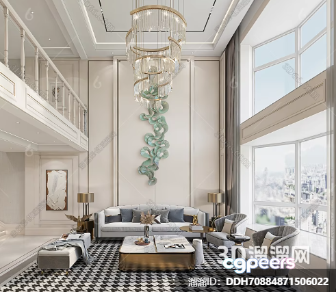 Modern Living Room 3D Model - 2191 - VRAY Render