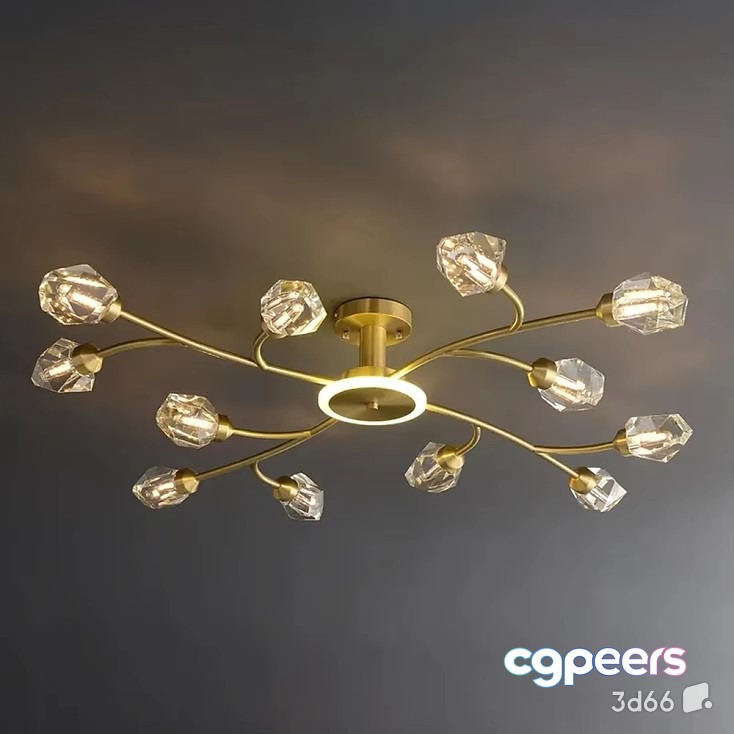 Gold Light Fixture 3D Model - 22482 - VRAY Render Gold Light Fixture 3D Model - 22482 - VRAY Render