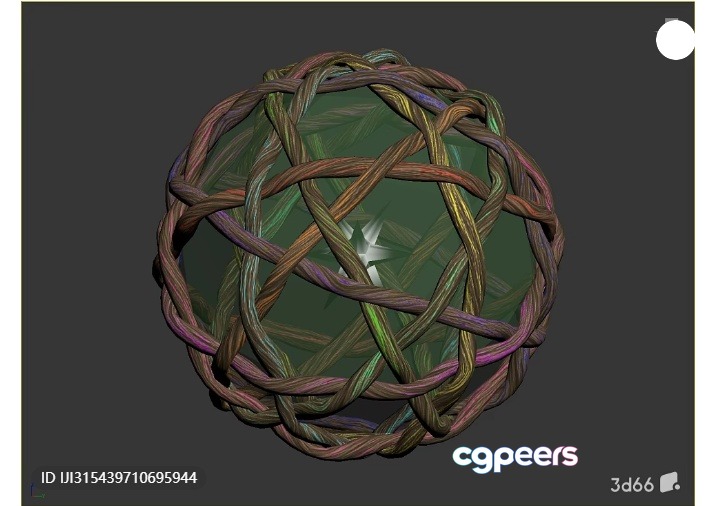 A 3D-Rendered Ball Made Of Twisted Brown And Green Rope 3D Model - 1280 - VRAY Render A 3D-Rendered Ball Made Of Twisted Brown And Green Rope 3D Model - 1280 - VRAY Render