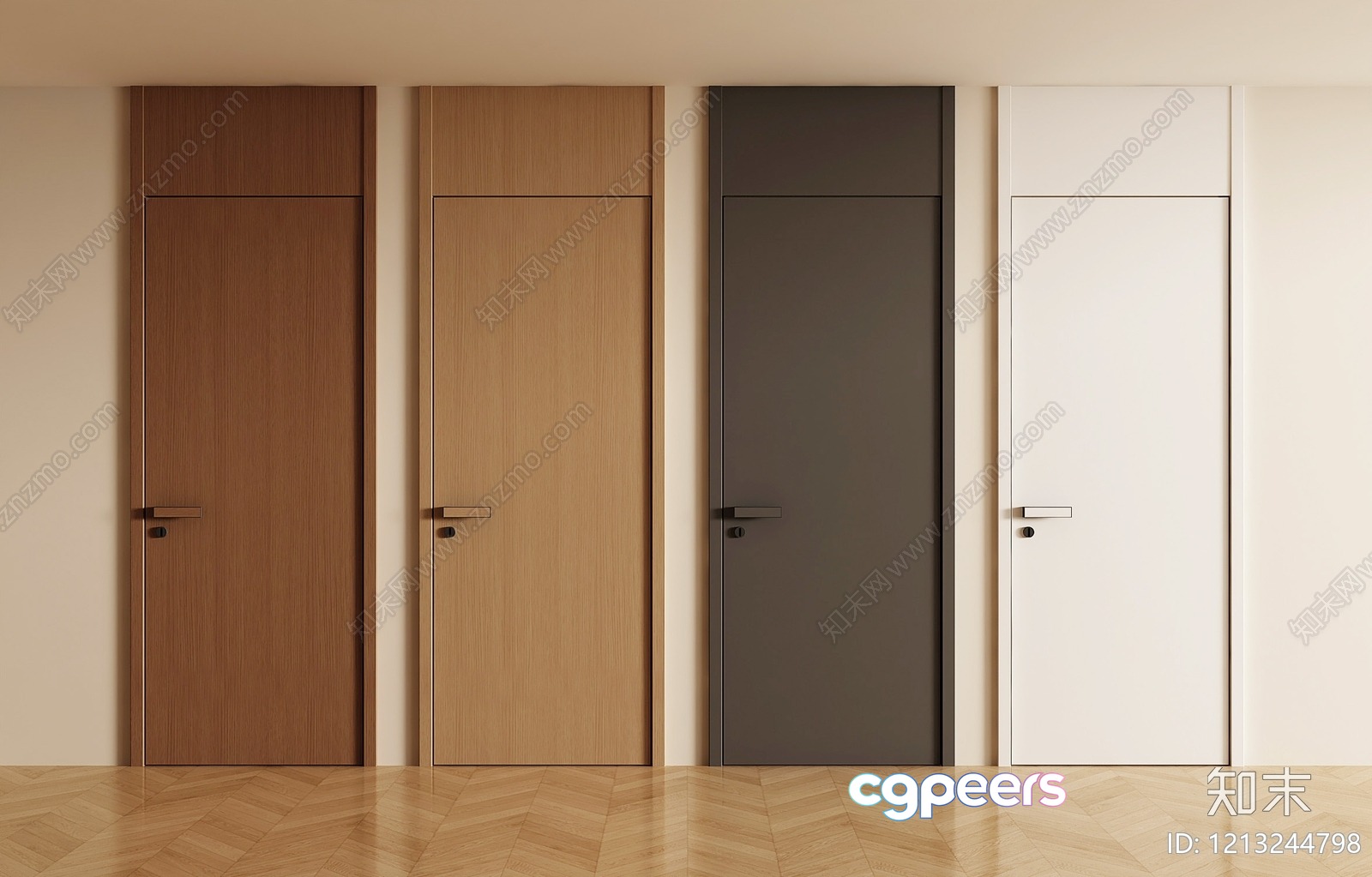Four Doors In Different Colors 3D Model - 15010 - VRAY Render