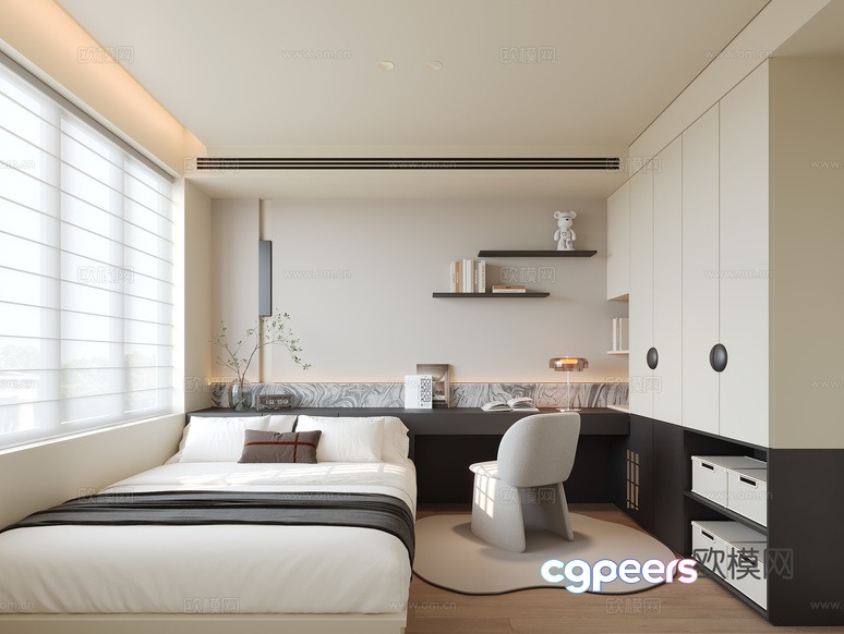 Modern Minimalist Bedroom 3D Model - 9942 - CORONA Render