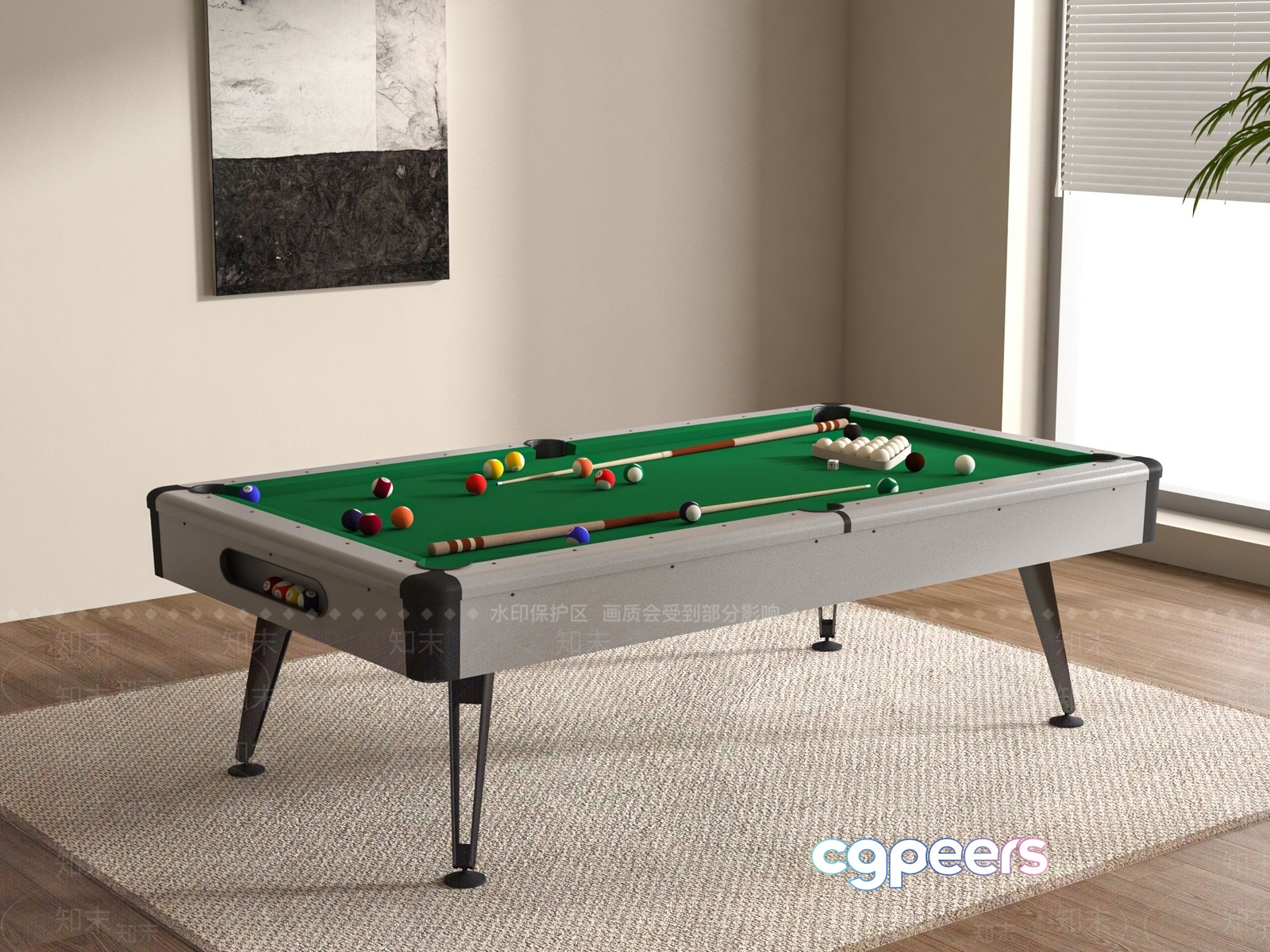 Modern Pool Table 3D Model - 21125 - VRAY Render Modern Pool Table 3D Model - 21125 - VRAY Render