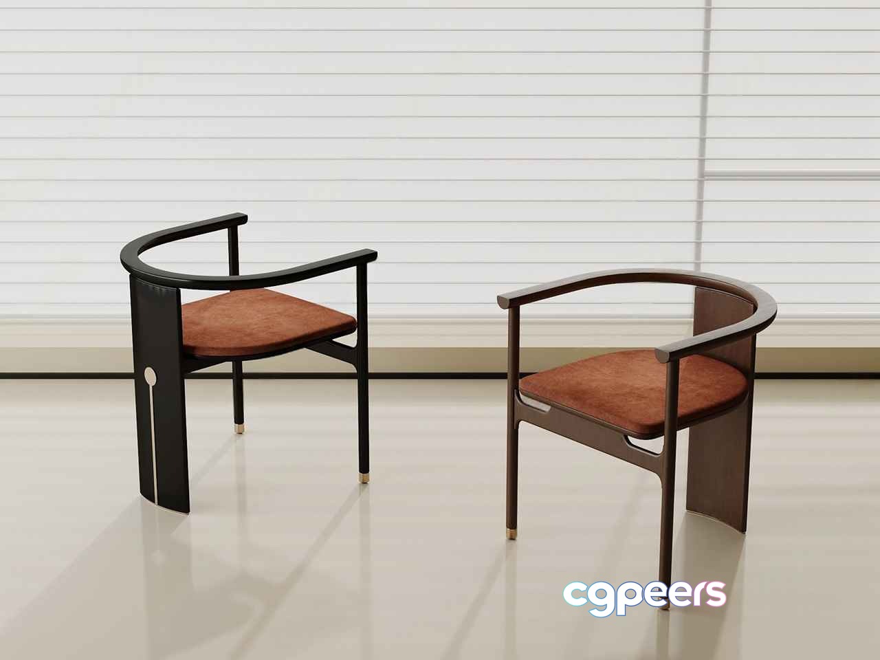 Modern Brown Chairs 3D Model - 7720 - VRAY Render Modern Brown Chairs 3D Model - 7720 - VRAY Render