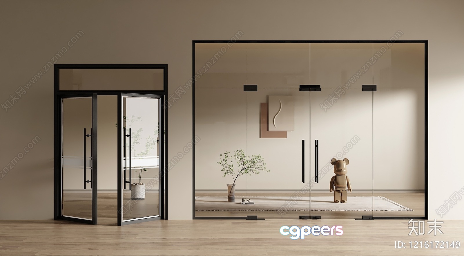 Modern Glass Doors 3D Model - 15273 - VRAY Render