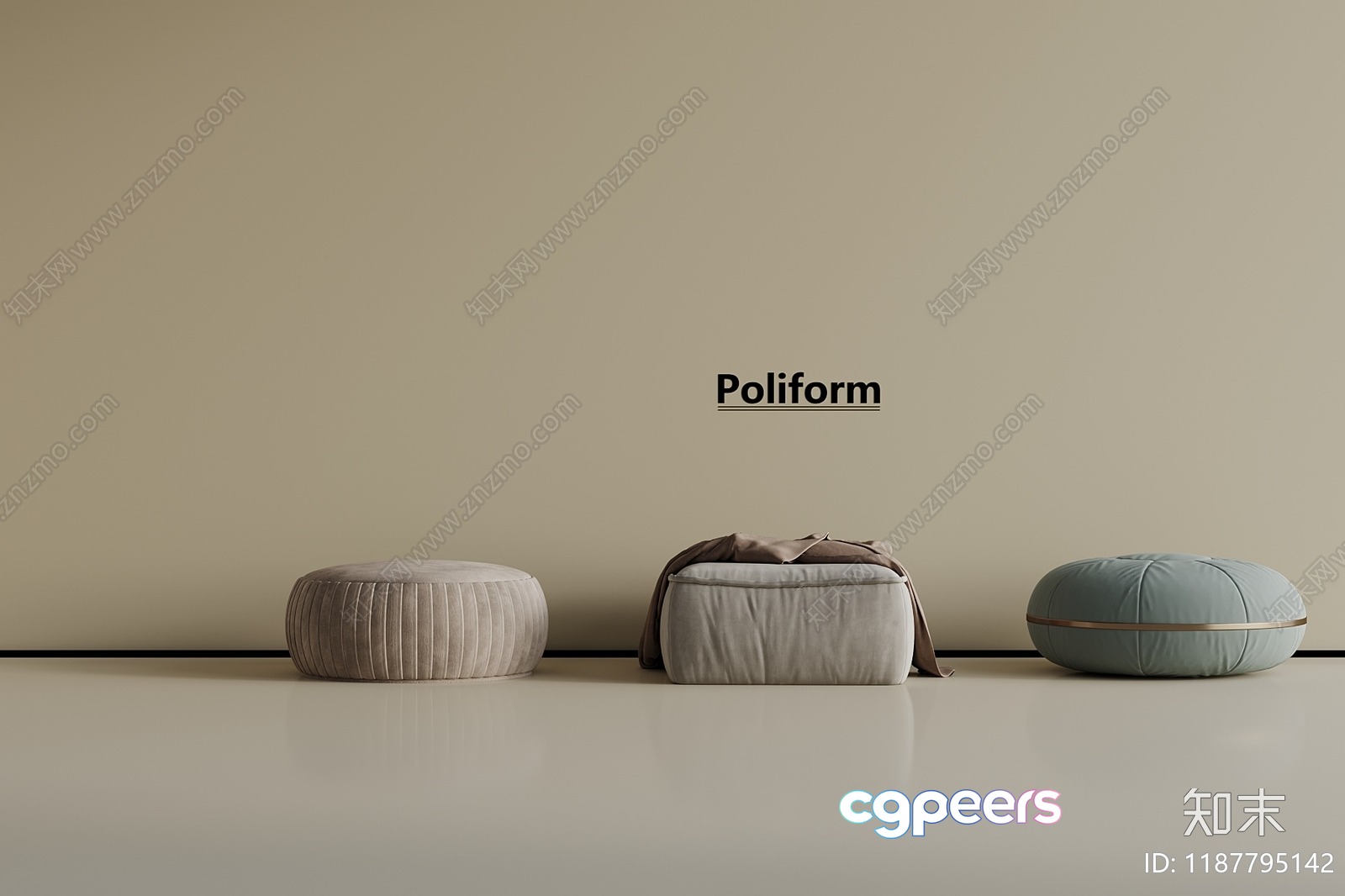 Modern Poufs 3D Model - 378 - VRAY Render