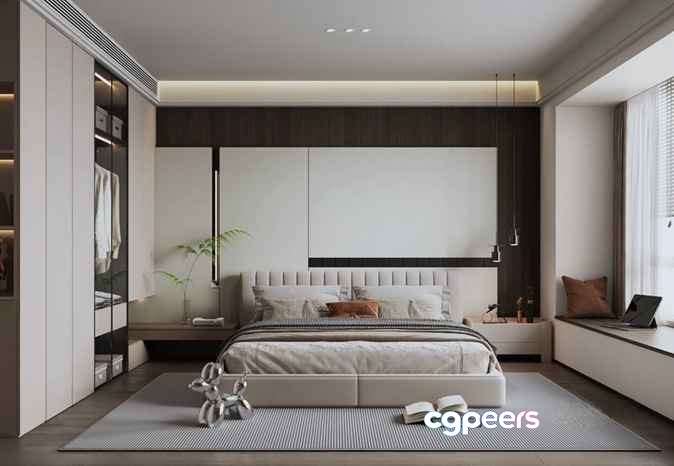 Modern Minimalist Bedroom 3D Model - 19517 - VRAY Render Modern Minimalist Bedroom 3D Model - 19517 - VRAY Render