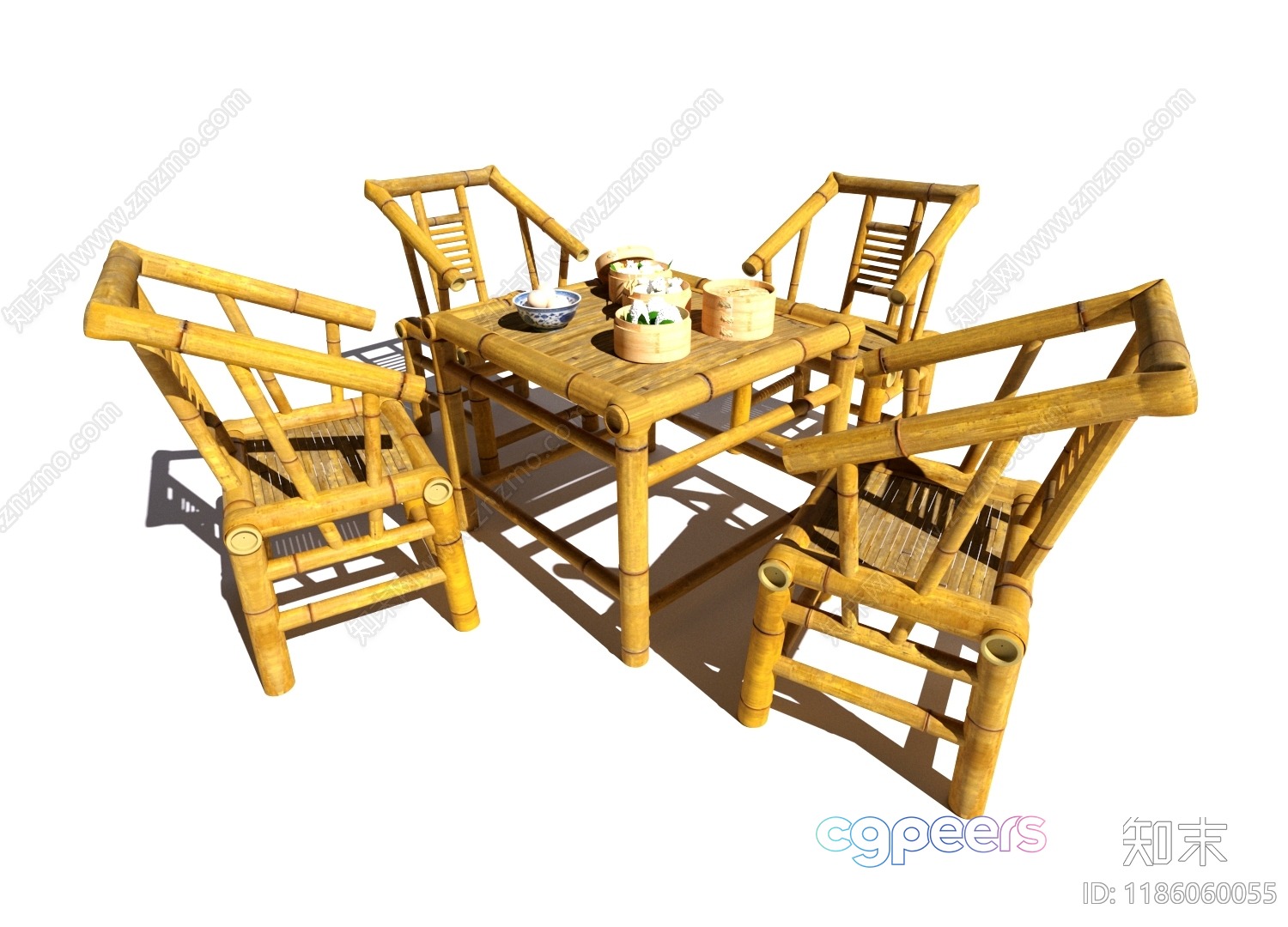 Rustic Bamboo Furniture 3D Model - 4355 - VRAY Render