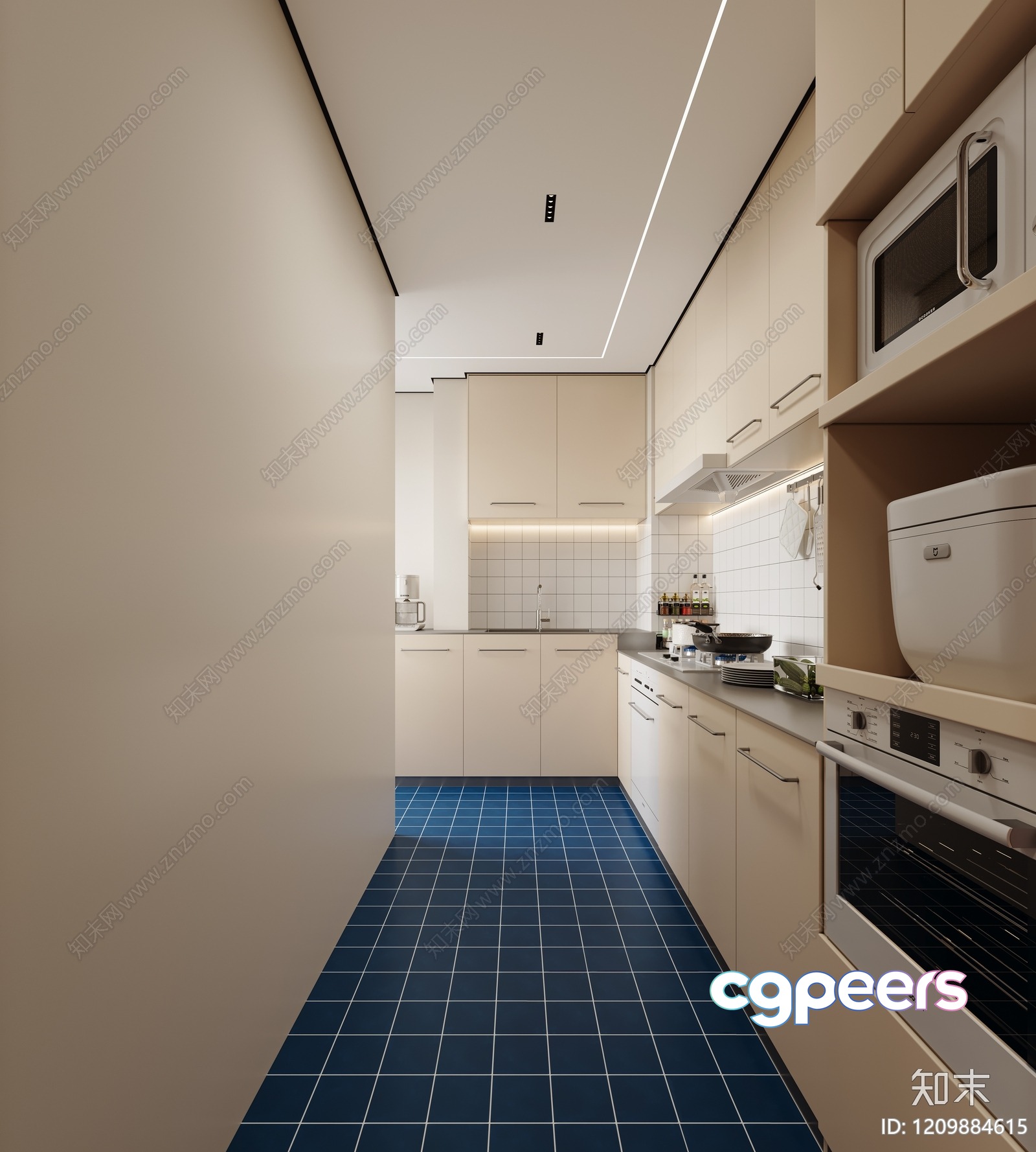 Modern Kitchen With White Cabinets 3D Model - 8012 - VRAY Render Modern Kitchen With White Cabinets 3D Model - 8012 - VRAY Render