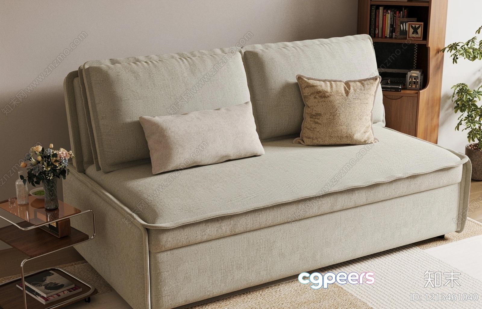 Modern Light Grey Sofa 3D Model - 17045 - VRAY Render Modern Light Grey Sofa 3D Model - 17045 - VRAY Render