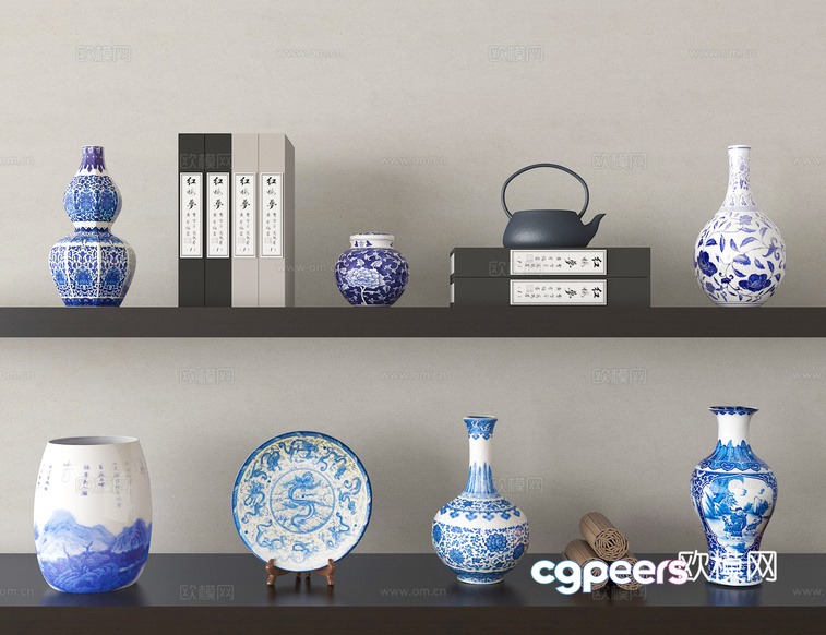 Blue And White Porcelain 3D Model - 17902 - VRAY Render