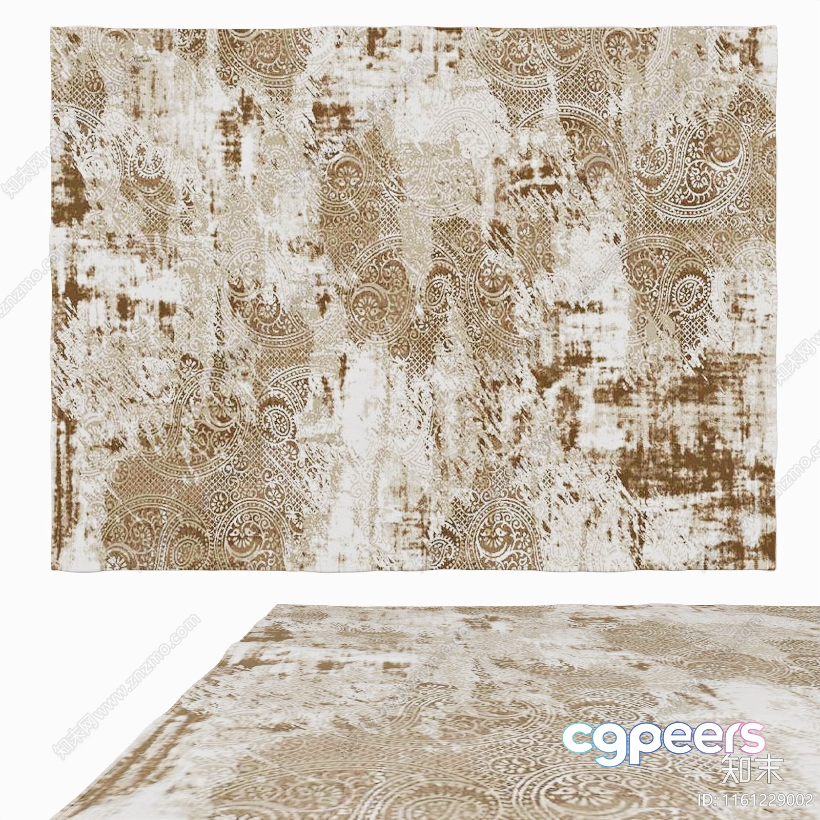 A Beige And Gold Rug 3D Model - 23646 - CORONA Render A Beige And Gold Rug 3D Model - 23646 - CORONA Render