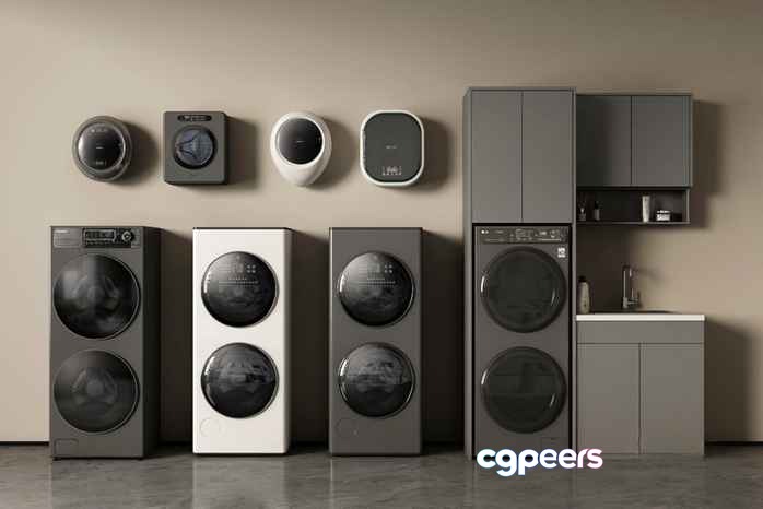 Modern Laundry Room 3D Model - 845 - VRAY Render