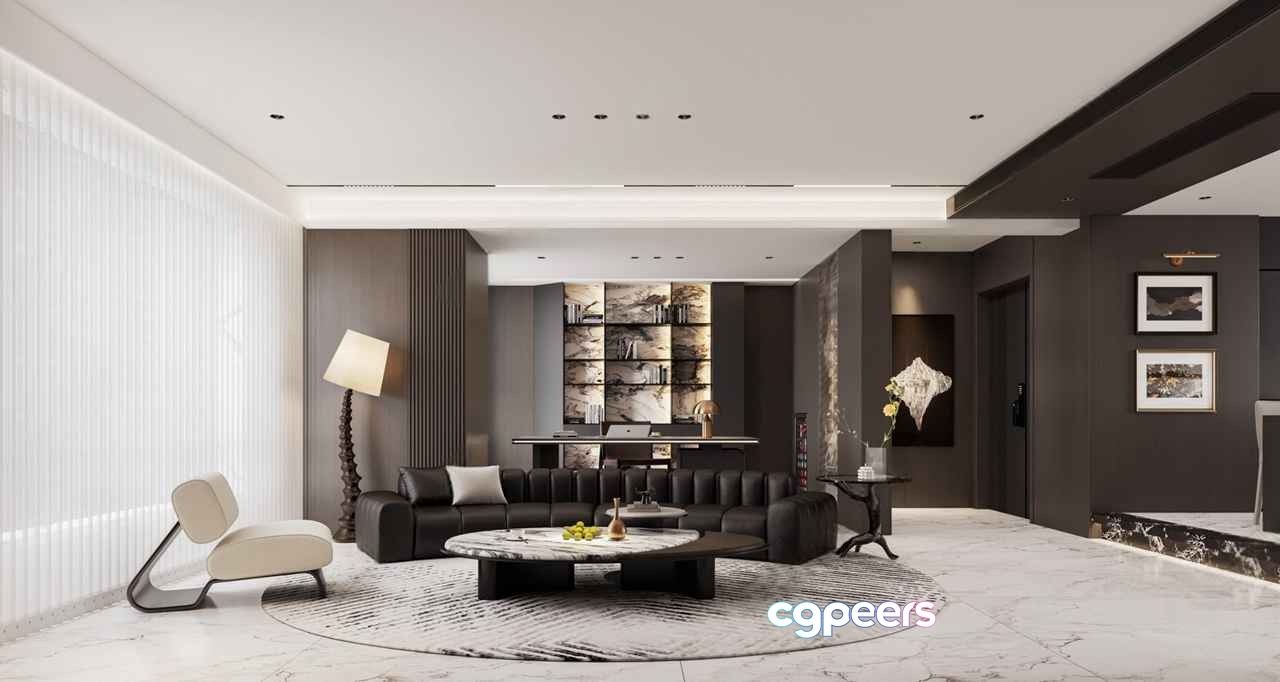 Modern Living Room 3D Model - 9085 - VRAY Render Modern Living Room 3D Model - 9085 - VRAY Render