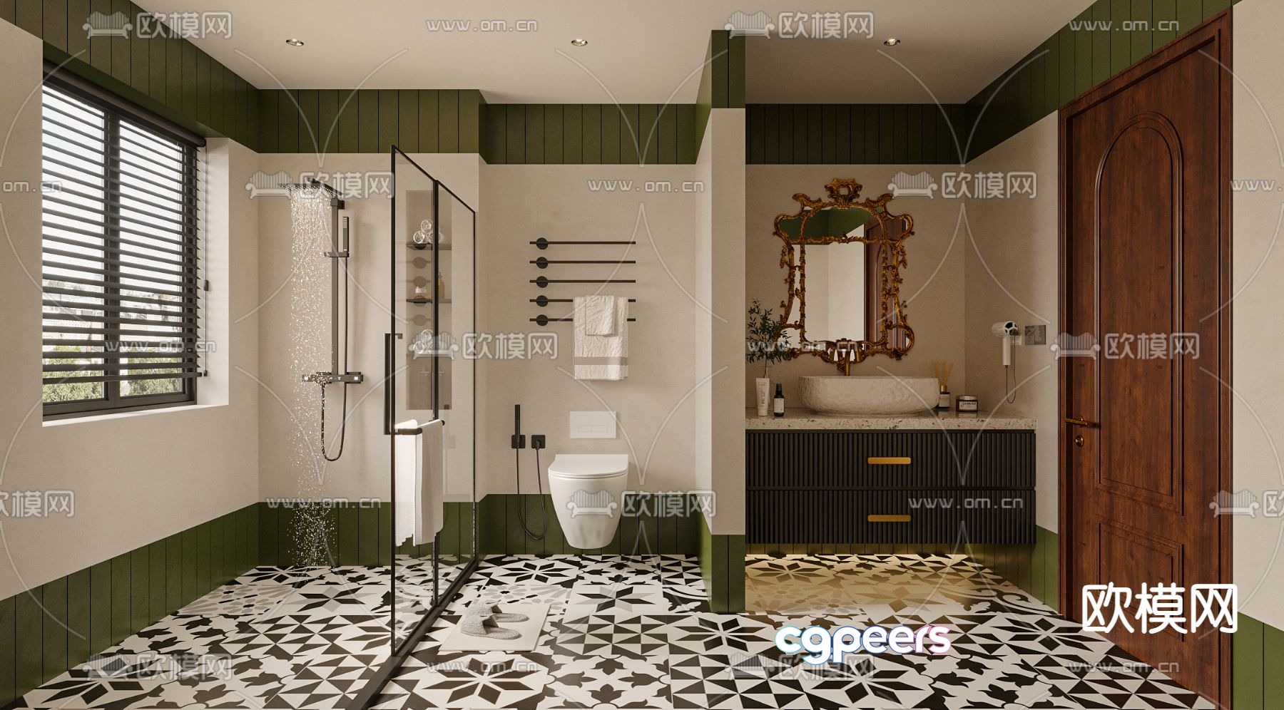A Modern Bathroom 3D Model - 406 - VRAY Render