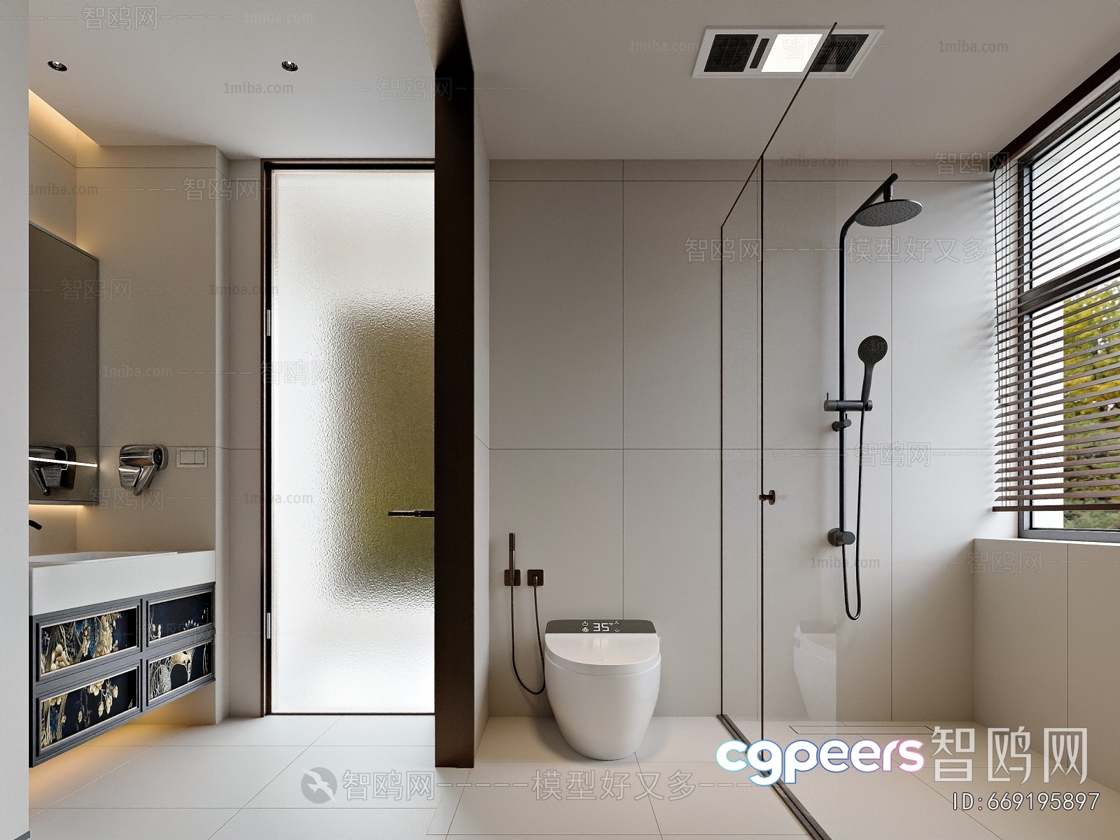 Modern Bathroom Interior 3D Model - 13628 - VRAY Render