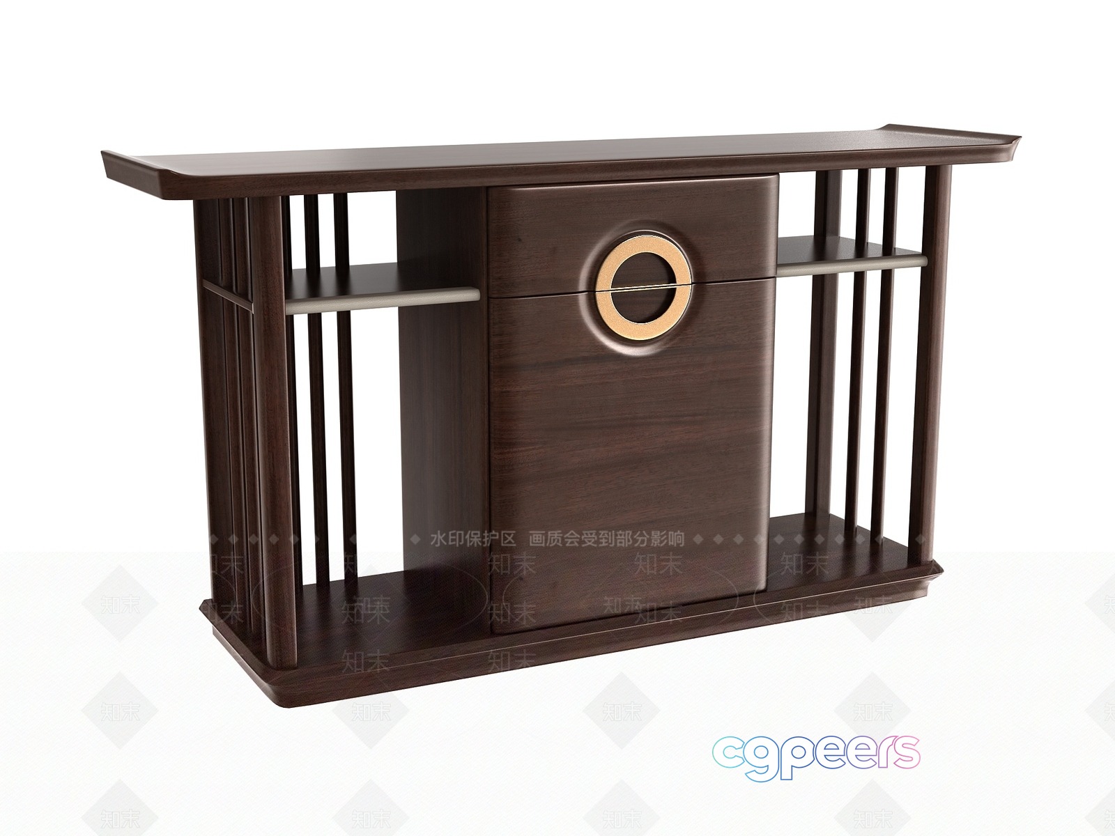 A Dark Wood Side Table 3D Model - 7834 - VRAY Render