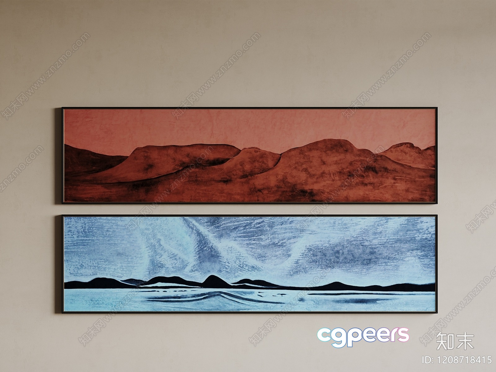 Two Landscape Paintings On A Wall 3D Model - 15003 - VRAY Render Two Landscape Paintings On A Wall 3D Model - 15003 - VRAY Render
