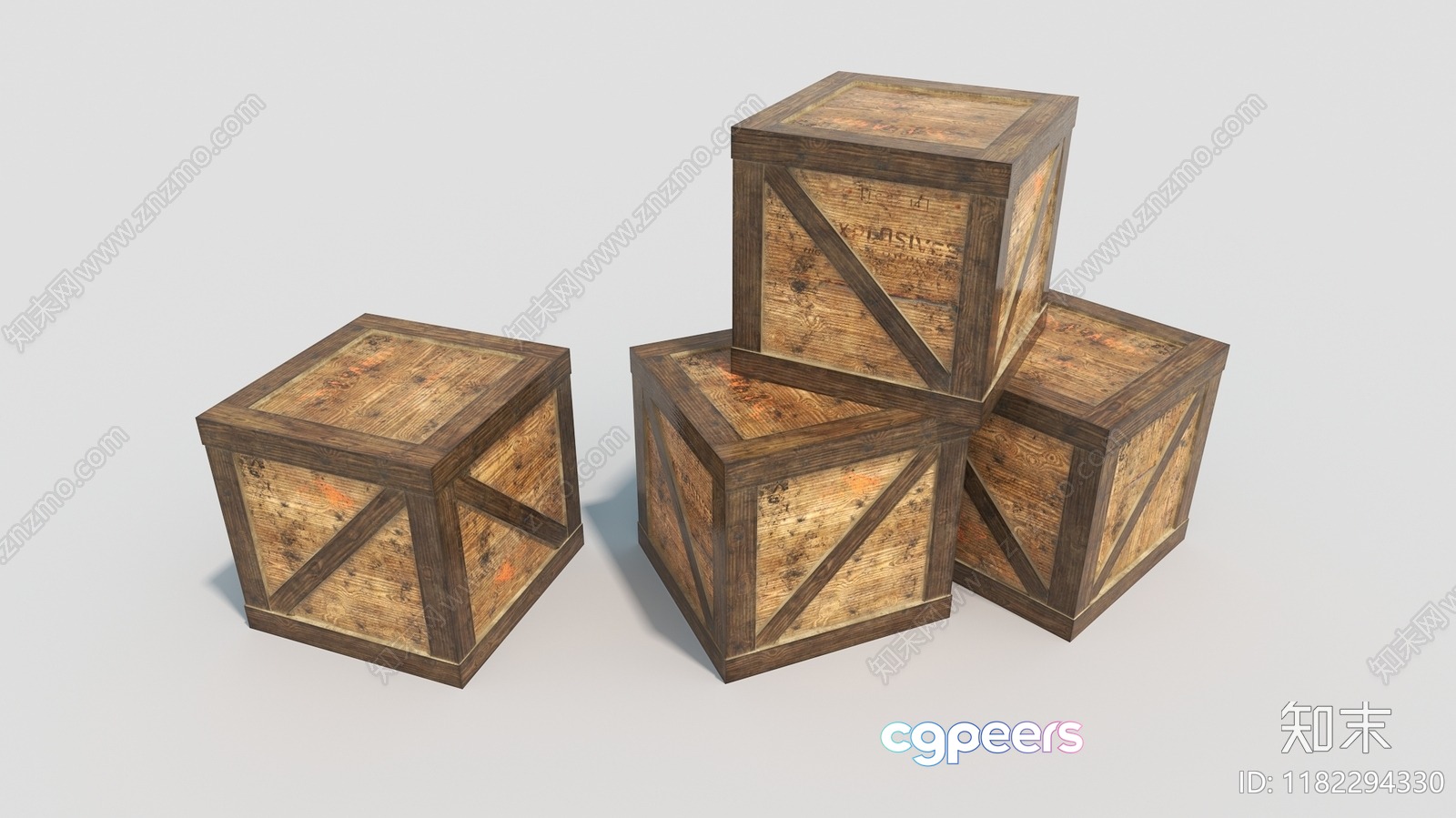 Three Wooden Crates 3D Model - 5472 - VRAY Render