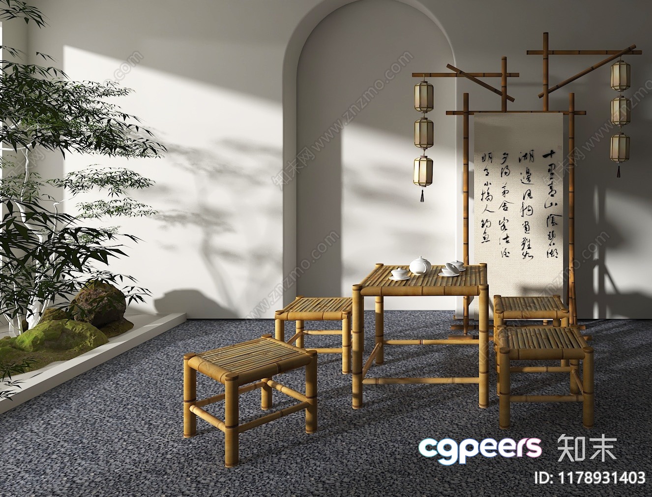 Asian Bamboo Furniture 3D Model - 13373 - VRAY Render Asian Bamboo Furniture 3D Model - 13373 - VRAY Render