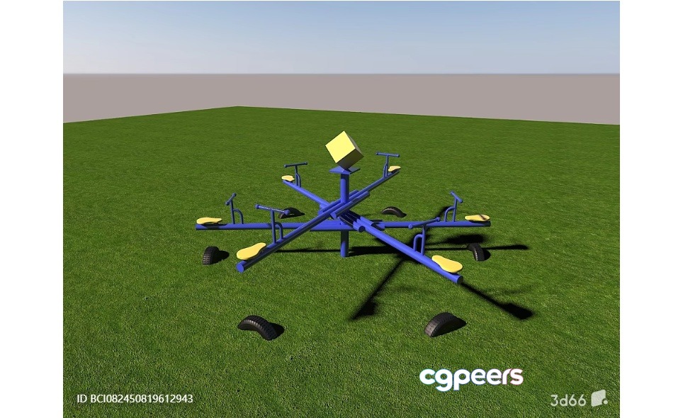 A Blue And Yellow Playground Structure 3D Model - 1896 - VRAY Render A Blue And Yellow Playground Structure 3D Model - 1896 - VRAY Render