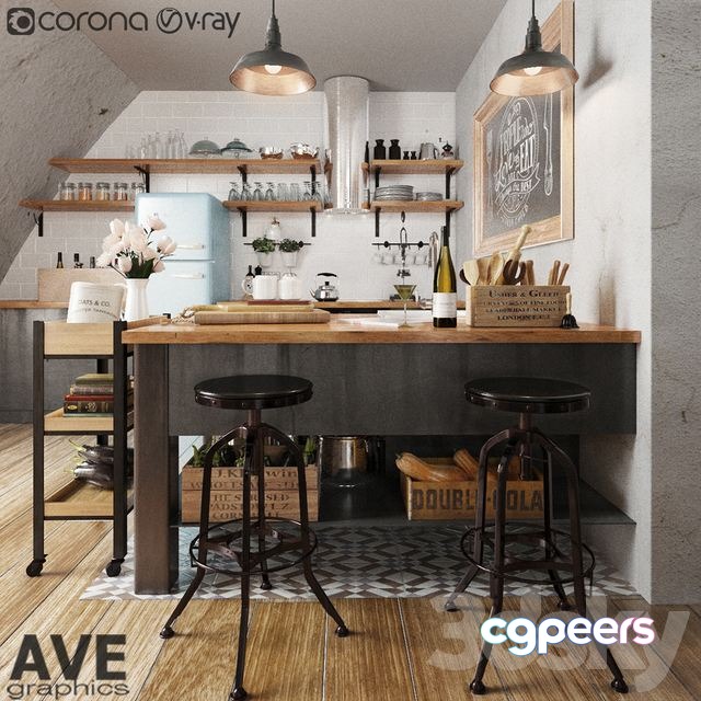 3ds Max Free - AVE Kitchen bar volume 3ds Max Free - AVE Kitchen bar volume