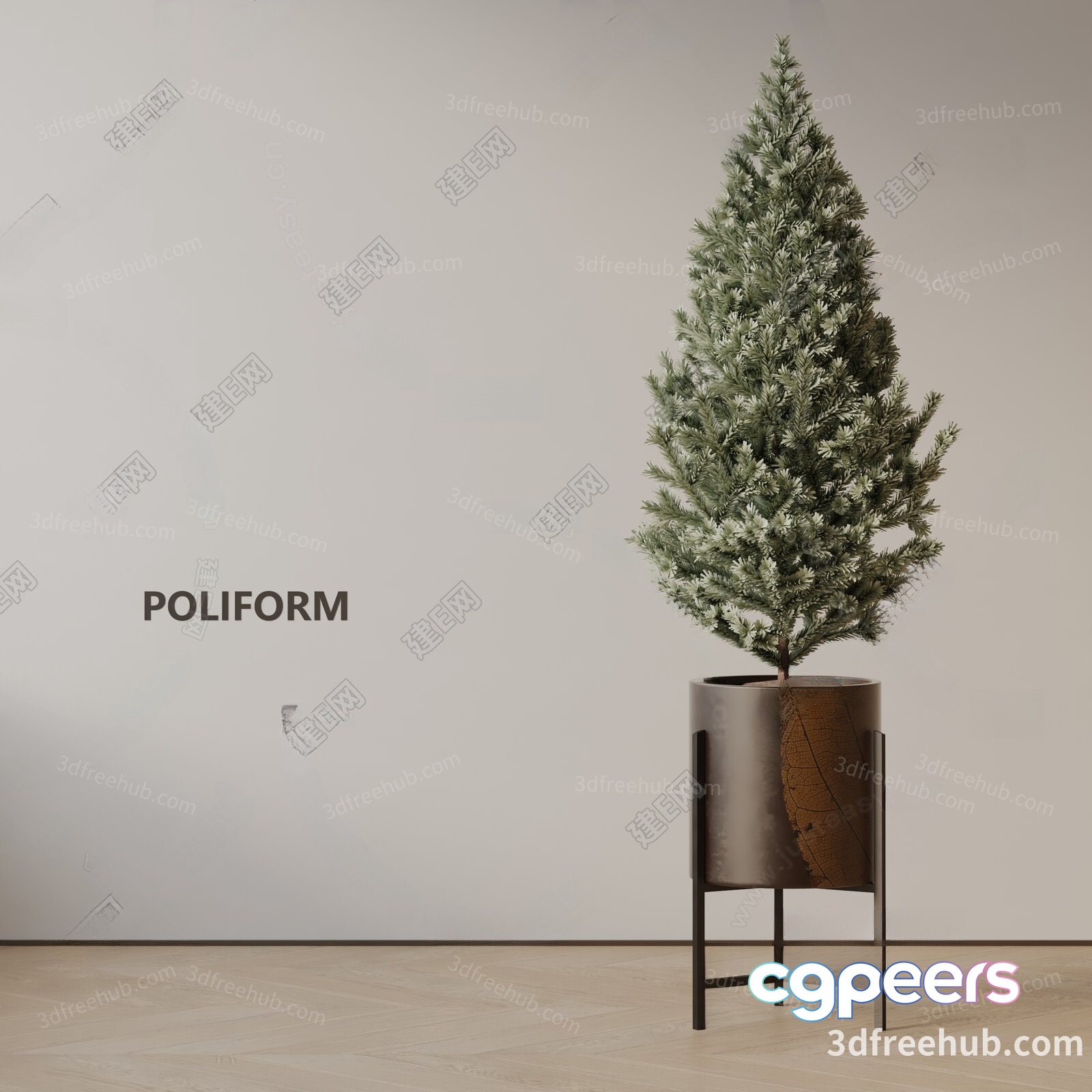 A Christmas Tree In A Pot 3D Model - 21084 - VRAY Render