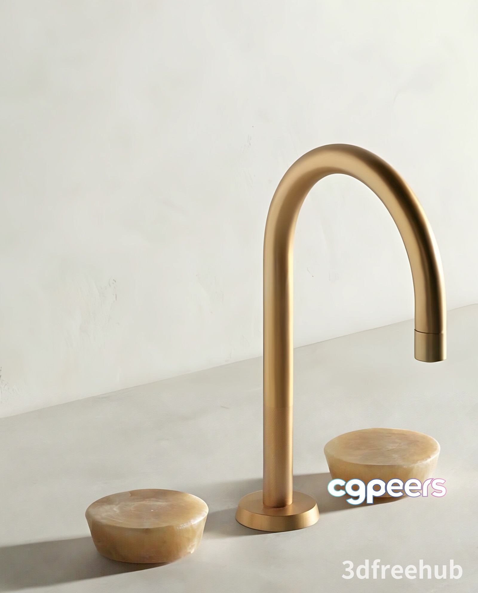 Gold Faucet With Two Stone Taps 3D Model - 20783 - VRAY Render Gold Faucet With Two Stone Taps 3D Model - 20783 - VRAY Render