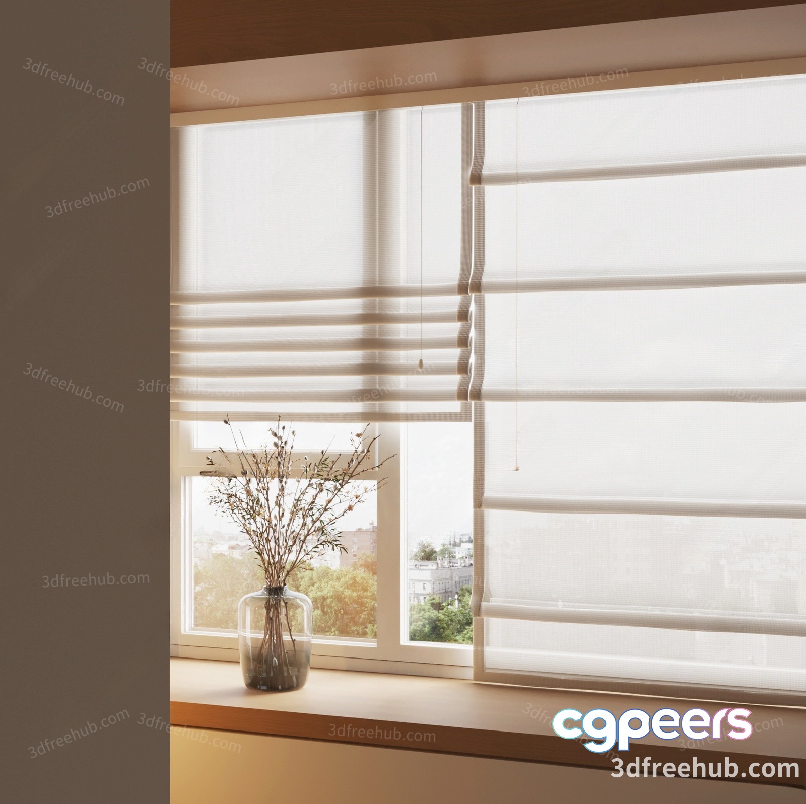 A Window With Blinds 3D Model - 18965 - VRAY Render