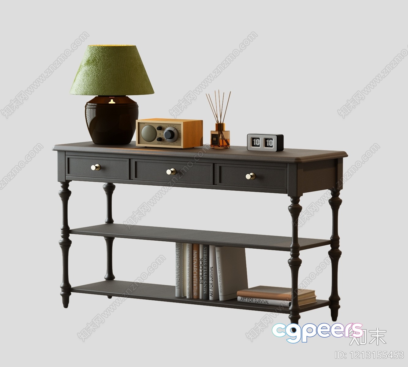 A Console Table With A Shelf 3D Model - 4726 - VRAY Render