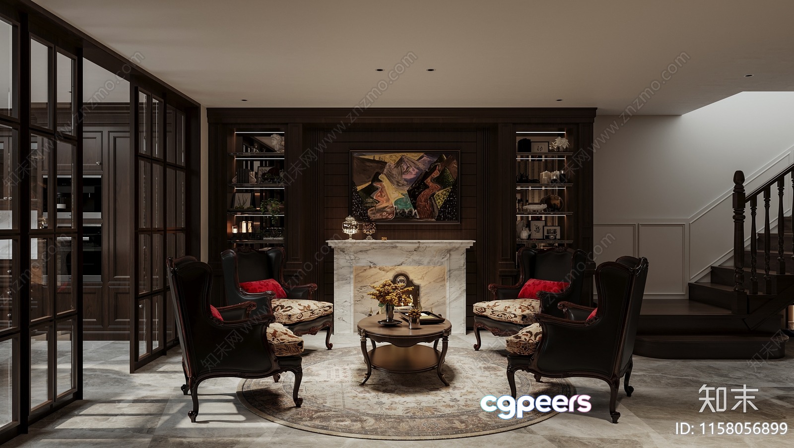 Traditional Living Room 3D Model - 11846 - VRAY Render