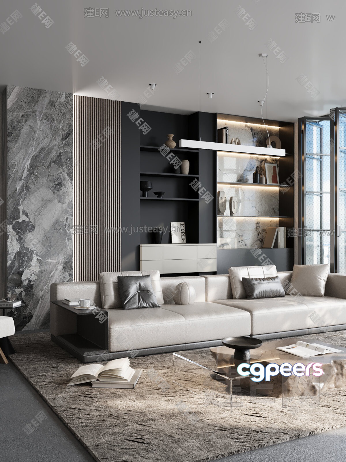 Modern Living Room 3D Model - 7114 - VRAY Render
