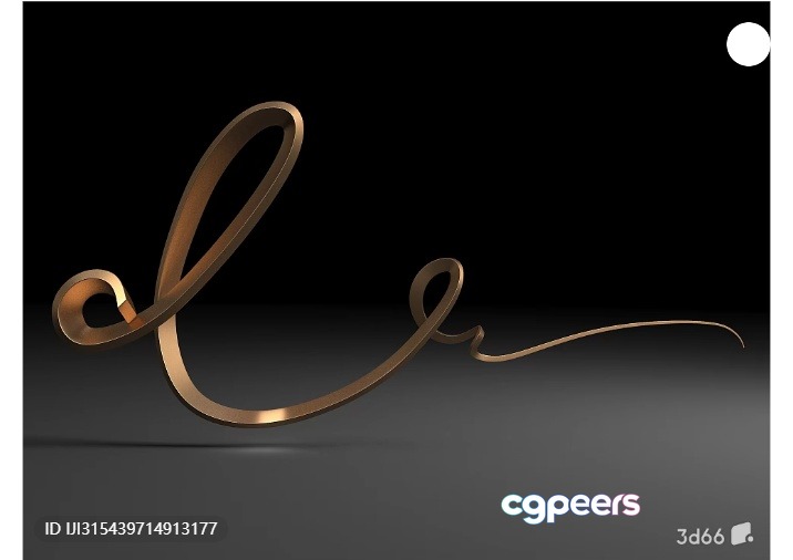Gold Cursive Script 3D Model - 3997 - VRAY Render Gold Cursive Script 3D Model - 3997 - VRAY Render