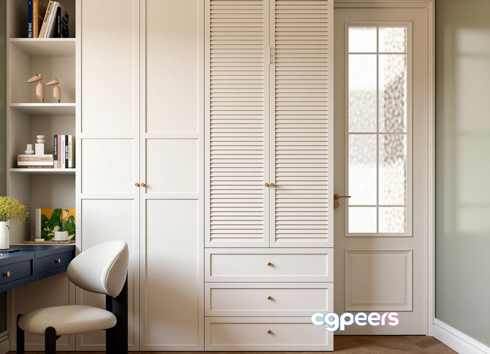 White Wardrobe Closet 3D Model - 23082 - VRAY Render