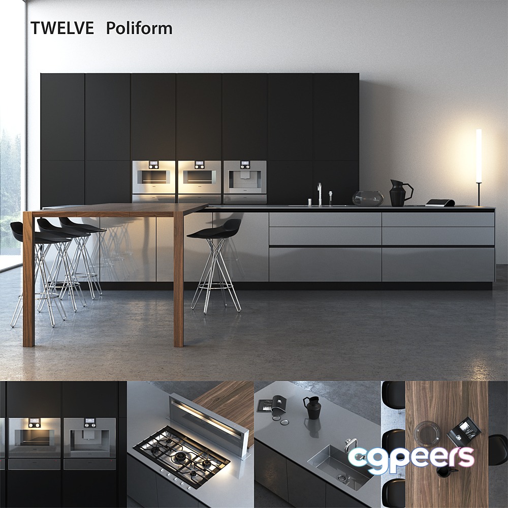 Modern Kitchen Design 3D Model - 21095 - VRAY Render