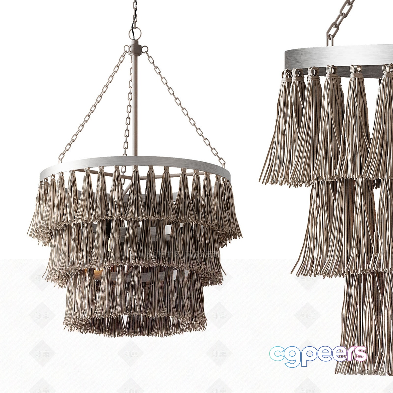 A Light Fixture With Tassels 3D Model - 8870 - VRAY Render A Light Fixture With Tassels 3D Model - 8870 - VRAY Render