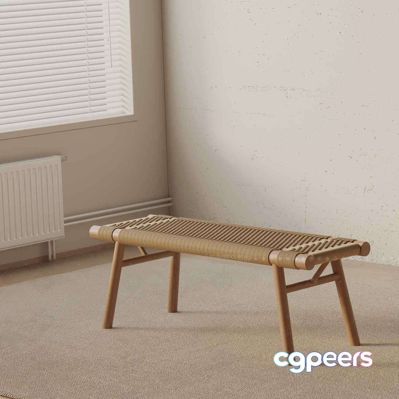 A Light-Colored Wooden Bench 3D Model - 1192 - VRAY Render A Light-Colored Wooden Bench 3D Model - 1192 - VRAY Render