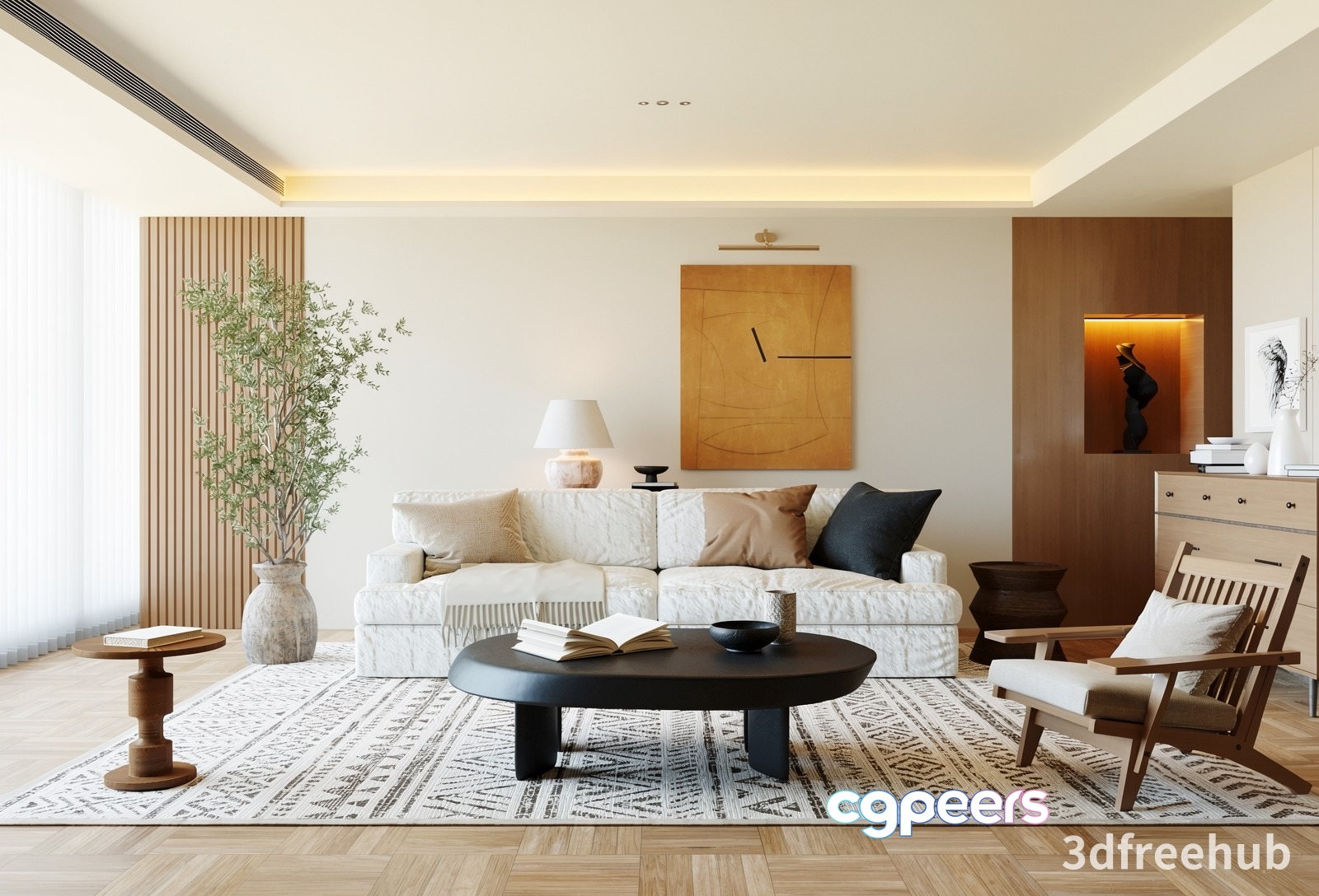 Modern Living Room 3D Model - 18958 - VRAY Render