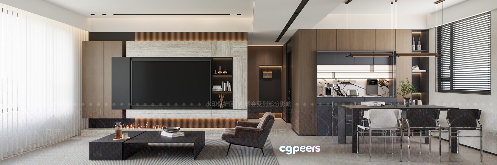 Modern Living Room 3D Model - 3846 - VRAY Render