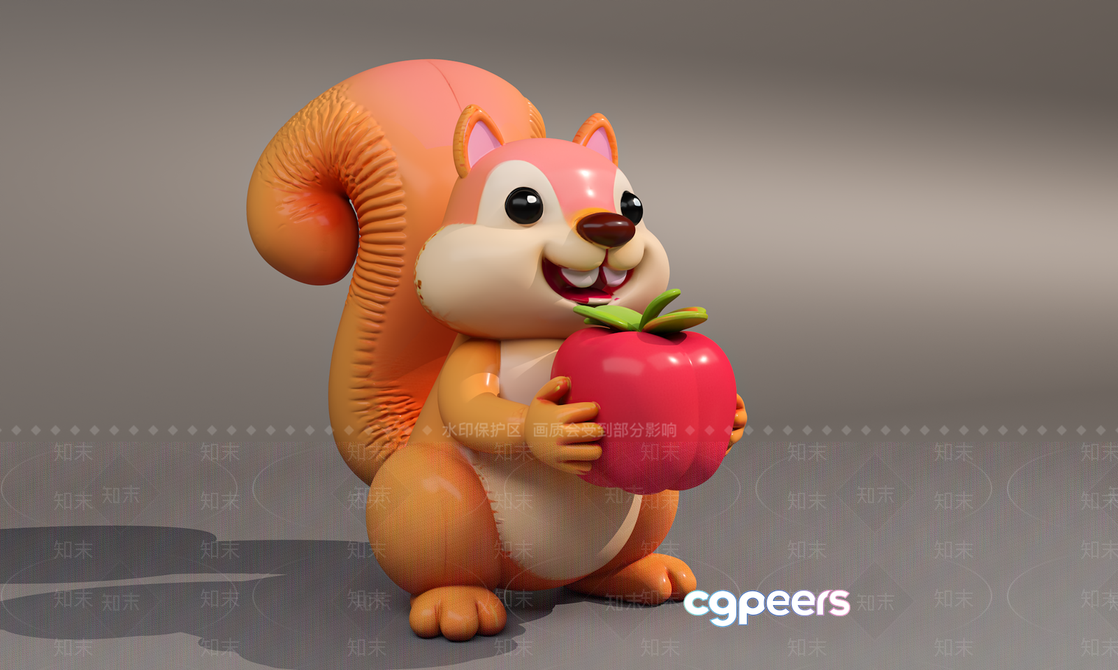 The Single Main Subject Is A Cartoon Squirrel Holding An Apple 3D Model - 1057 - VRAY Render The Single Main Subject Is A Cartoon Squirrel Holding An Apple 3D Model - 1057 - VRAY Render