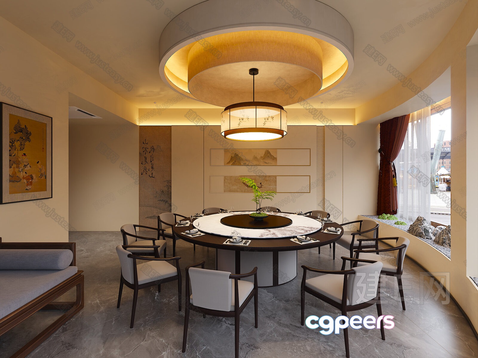 A Round Table 3D Model - 861 - VRAY Render