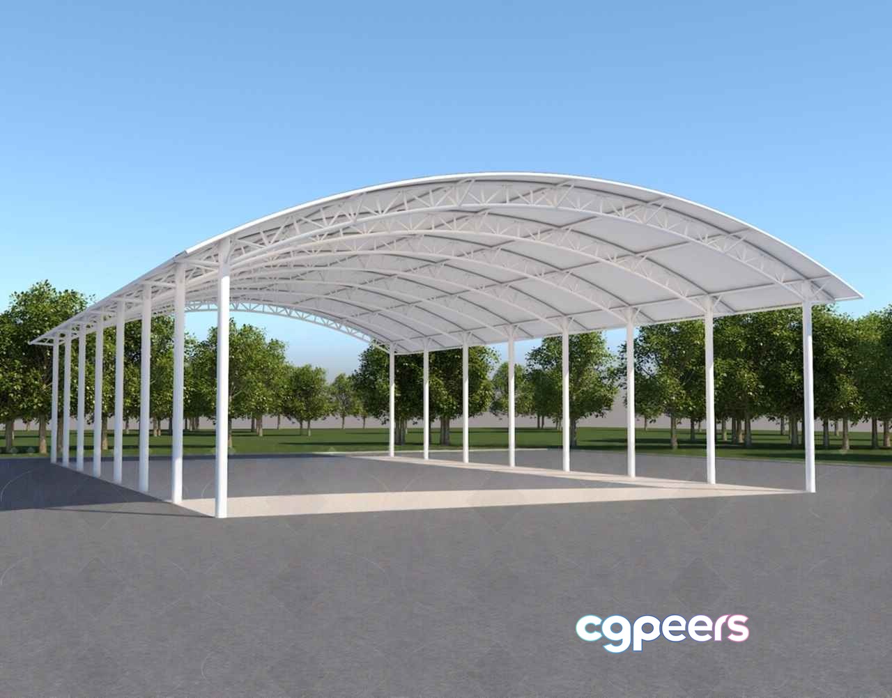 A White Metal Structure 3D Model - 12102 - VRAY Render