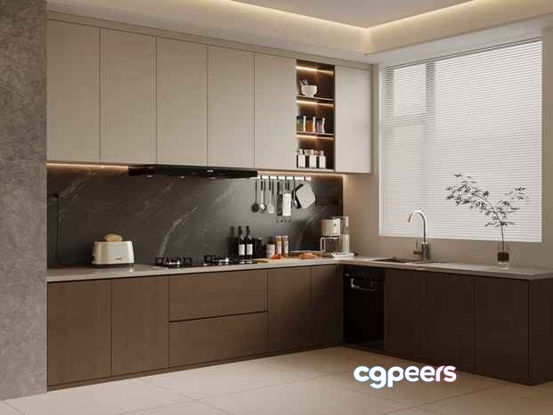 Modern Kitchen 3D Model - 19489 - VRAY Render