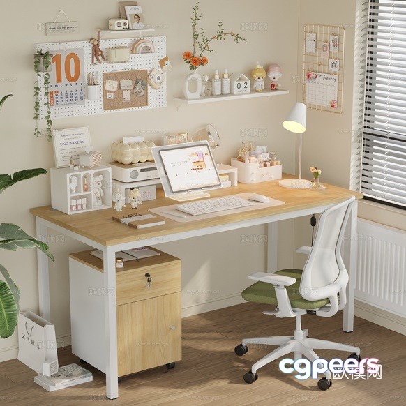 A White And Green Office Chair 3D Model - 10215 - CORONA Render A White And Green Office Chair 3D Model - 10215 - CORONA Render