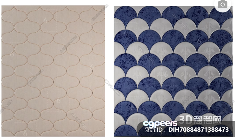 The Image Features A Blue And Gray Fish Scale Pattern 3D Model - 17007 - VRAY Render