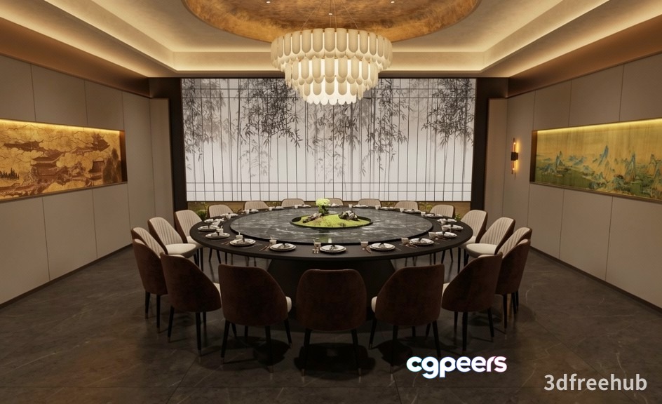 Large Dining Room 3D Model - 21083 - VRAY Render Large Dining Room 3D Model - 21083 - VRAY Render