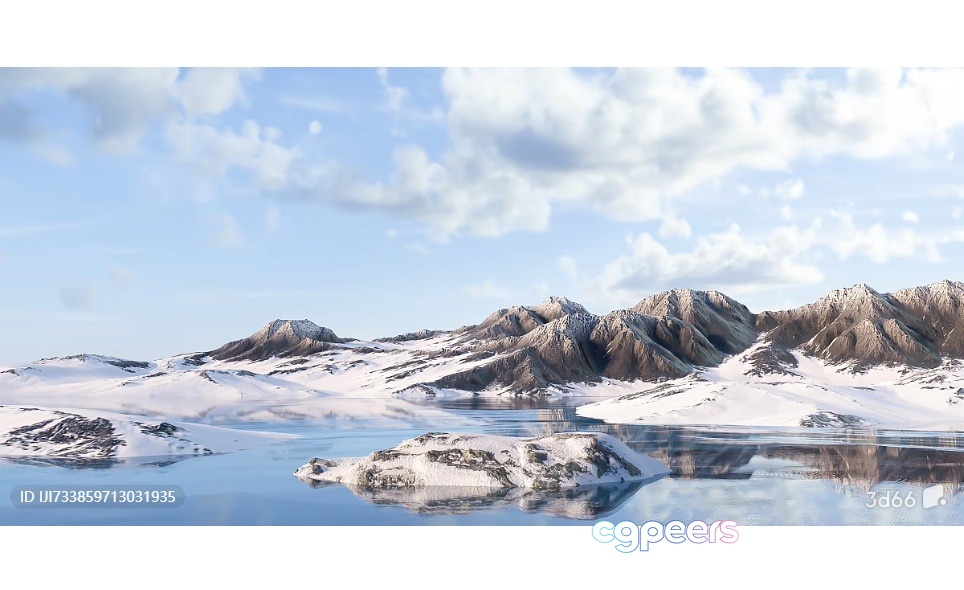 A Serene Snowy Landscape 3D Model - 12199 - VRAY Render