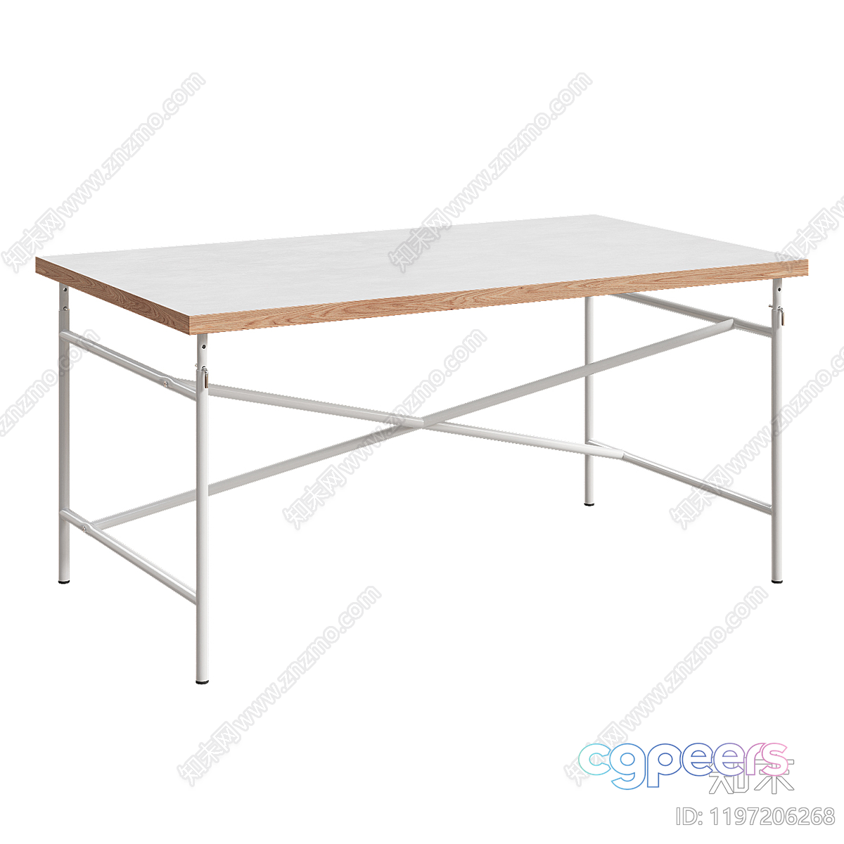 A White Desk With A Wooden Top 3D Model - 19967 - VRAY Render