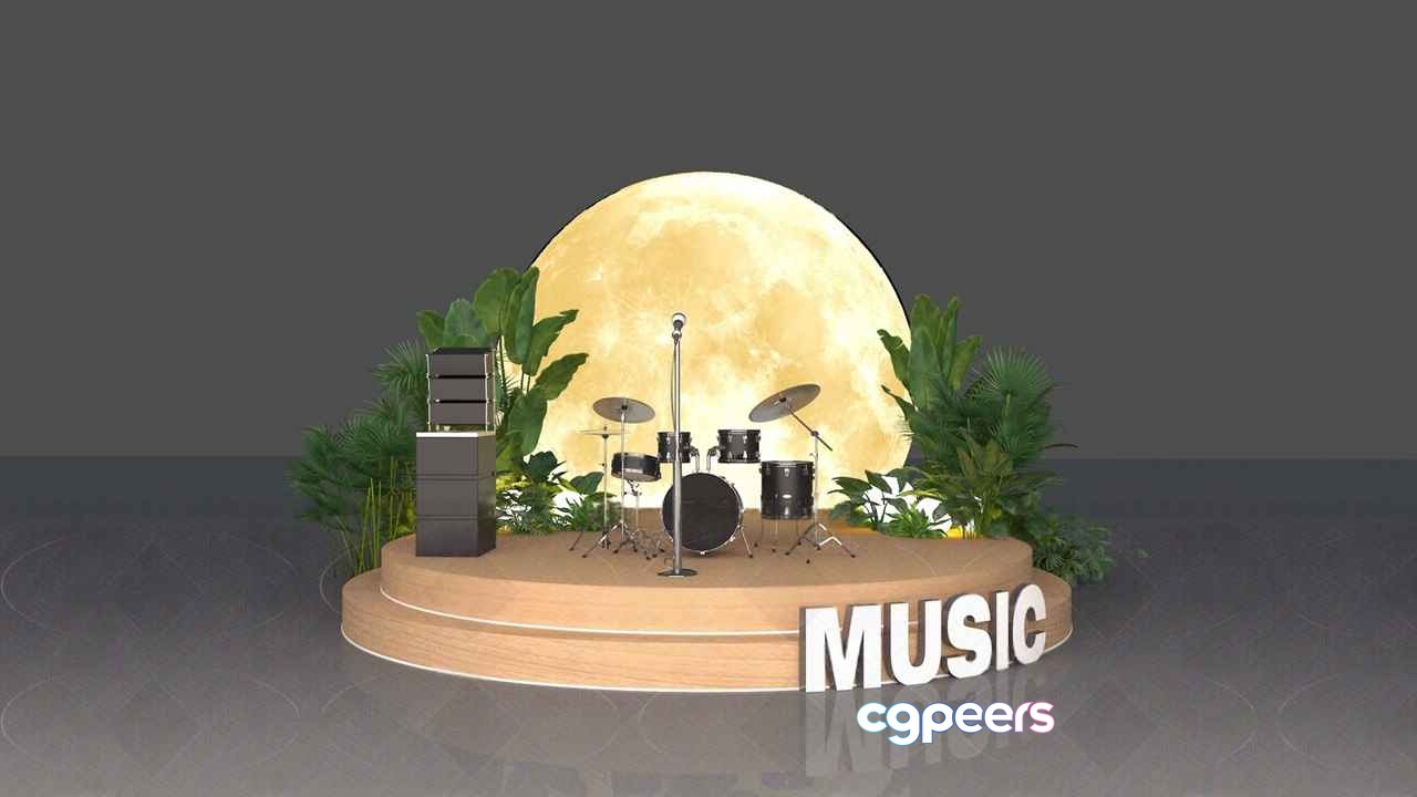 A Music Stage 3D Model - 179 - VRAY Render